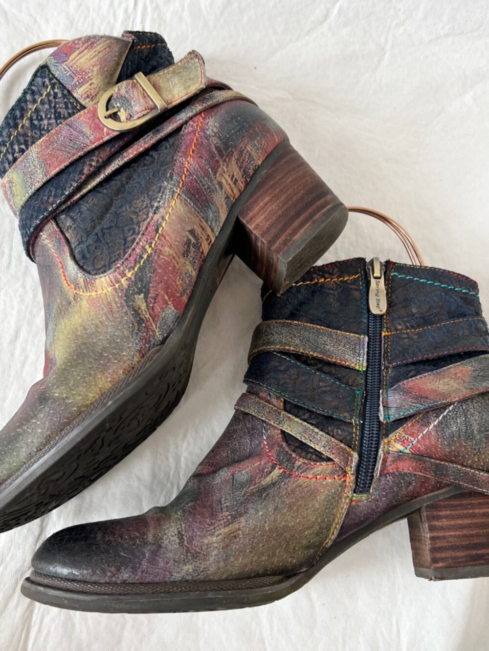 L'artiste Spring Step Shazzam boots 38 7.5 8 colorful rainbow block heel zip up - Picture 6 of 15